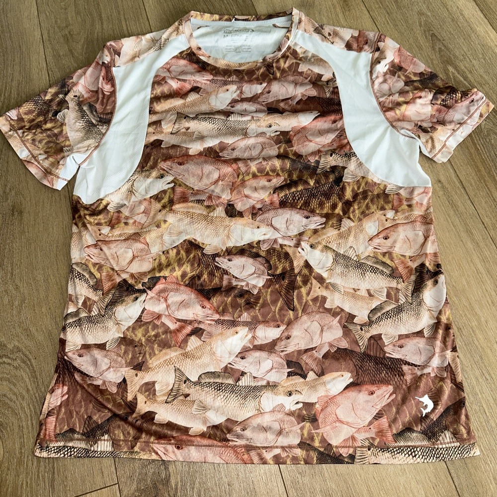 Reel Legends Reel-Tec Linnea Szymanski Short Sleeve Fish Pattern Shirt Size‎ M